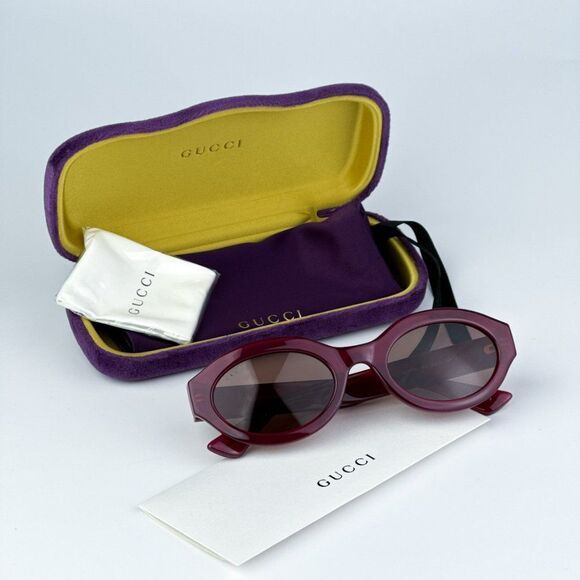 NEW Gucci GG1579S 004 Fuchsia Brown Unisex Oval Sunglasses GG 1579S - Picture 9 of 11